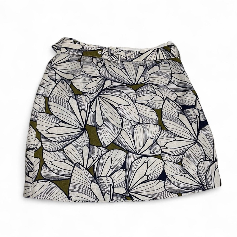 Banana Republic Leaf Print Mini Skirt - Black, White, and Green